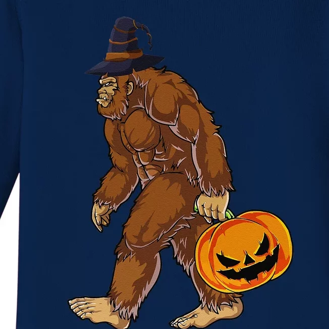 Funny Witch Bigfoot Pumpkin Halloween Costume Baby Long Sleeve Bodysuit