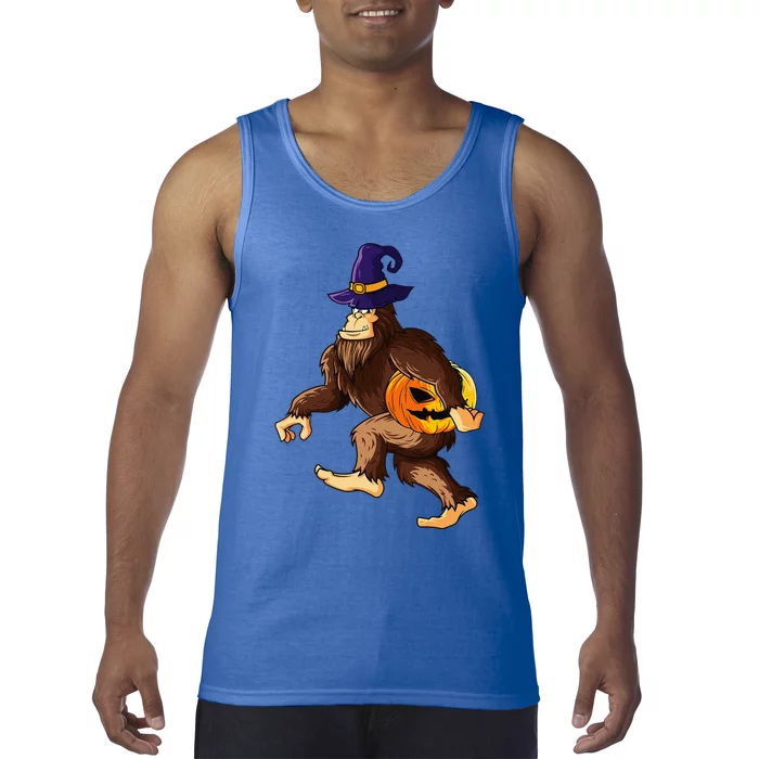 Funny Wizard Bigfoot Carrying Pumpkin Halloween Easy Costume Tank Top