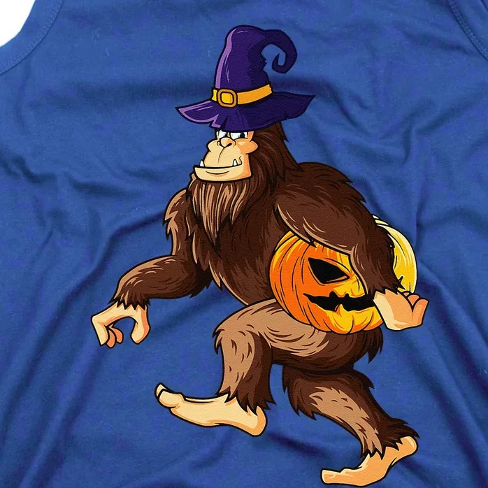 Funny Wizard Bigfoot Carrying Pumpkin Halloween Easy Costume Tank Top