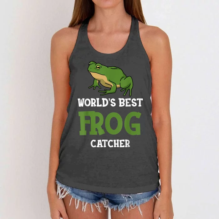 Frog World's Best Frog Catcher Boys Girls Frog Hunter Women's Knotted Racerback Tank