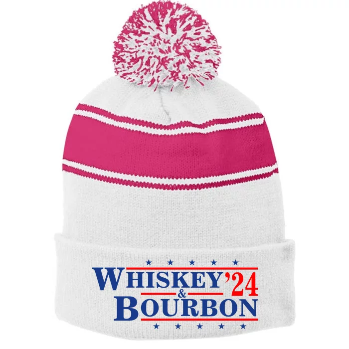 Funny Whiskey Bourbon Whiskey 24 And Bourbon Stripe Pom Pom Beanie