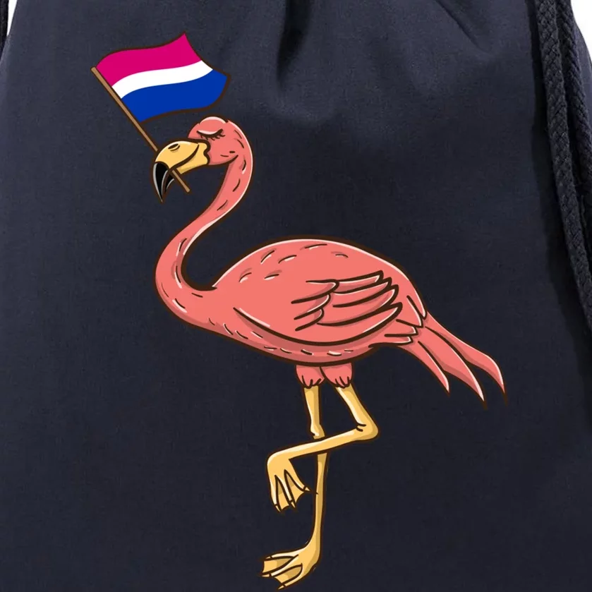 Flamingo With Bisexual Pride Flag Funny Gift Drawstring Bag