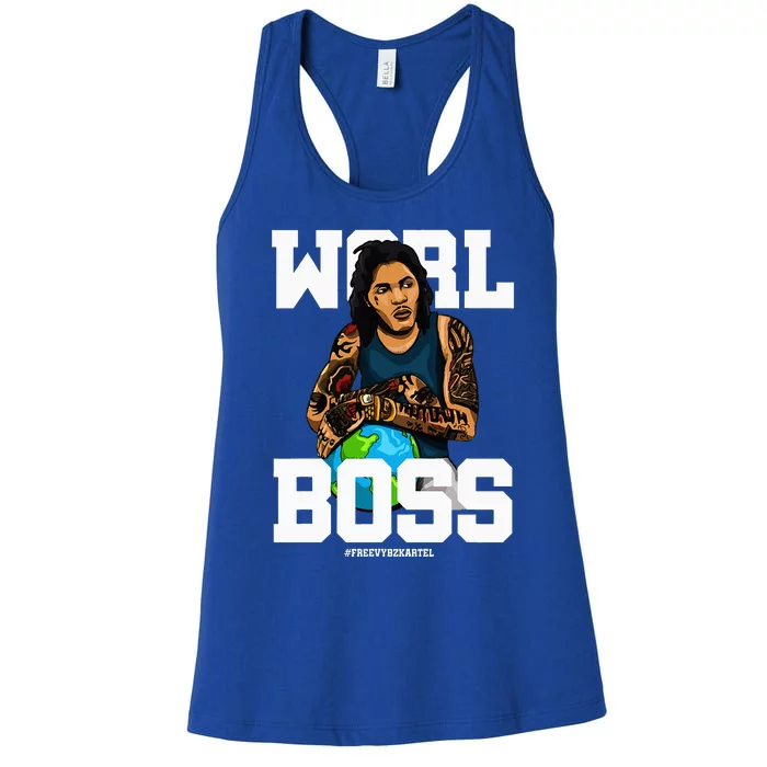 Free Worl Boss! Kartel Music Lover Gift Women's Racerback Tank