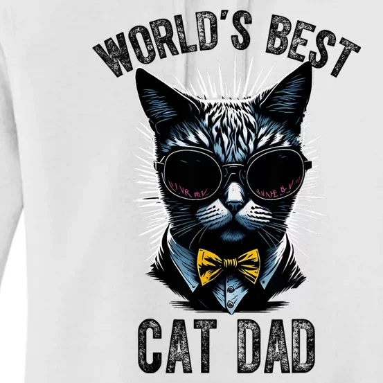 Funny WORLDS BEST CAT DAD Women's Pullover Hoodie