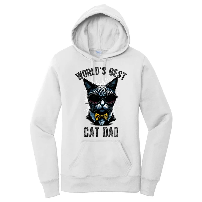 Funny WORLDS BEST CAT DAD Women's Pullover Hoodie