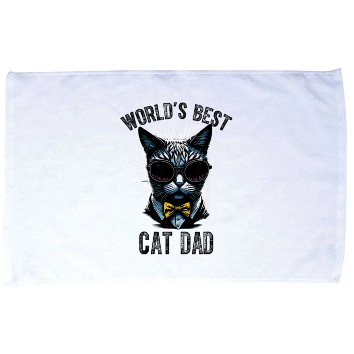 Funny WORLDS BEST CAT DAD Microfiber Hand Towel