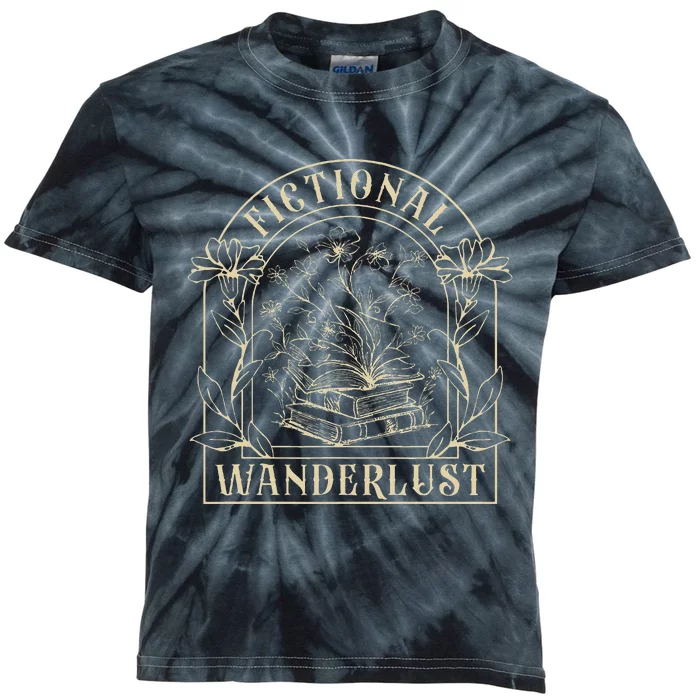 Fictional Wanderlust Book Lover Bookish Smut Book Reading Kids Tie-Dye T-Shirt