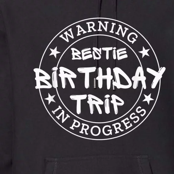 Funny Warning Bestie Birthday Trip In Progress Matching Tee Premium Hoodie