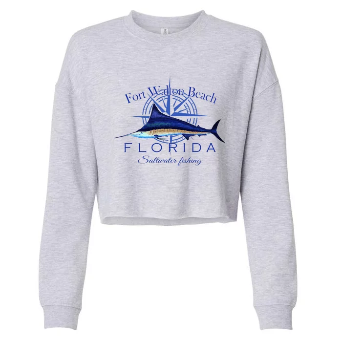 Fort Walton Beach Florida Sailfish Saltwater Cropped Pullover Crew