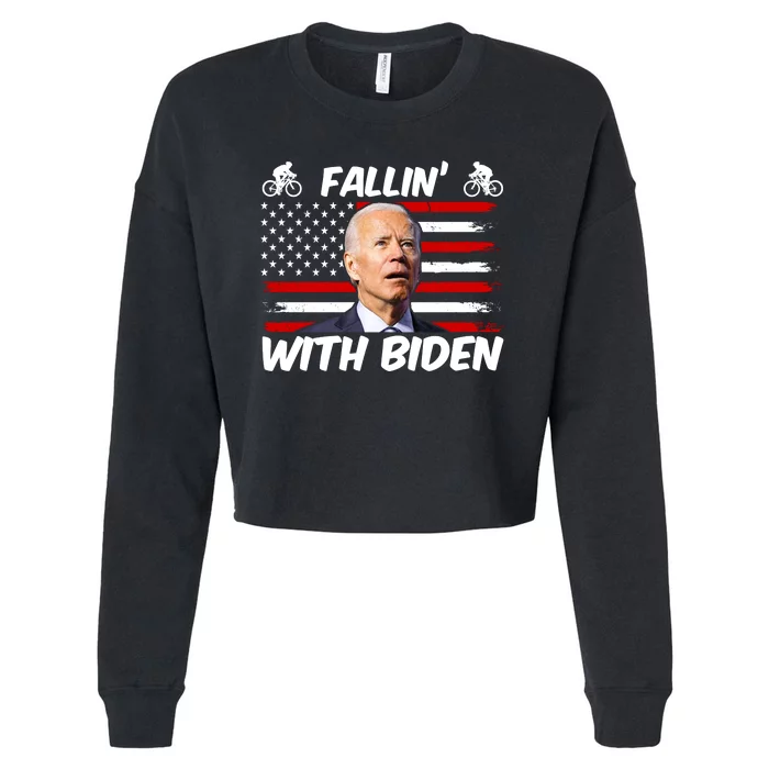 Fallin With Biden Funny Bike Meme Cropped Pullover Crew