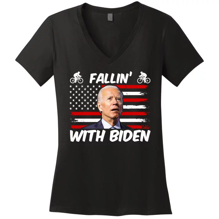 Fallin With Biden Funny Bike Meme Women's V-Neck T-Shirt