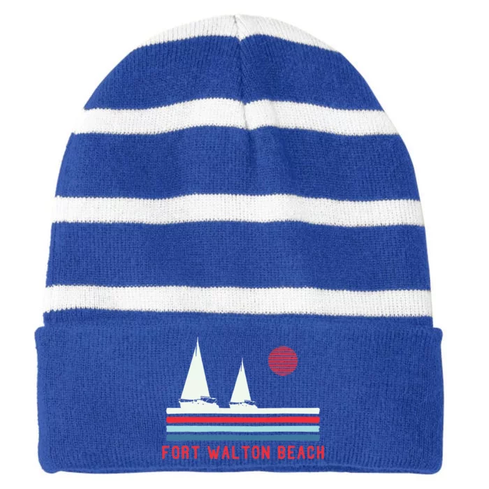 Fort Walton Beach Fl Sailboat Striped Beanie with Solid Band