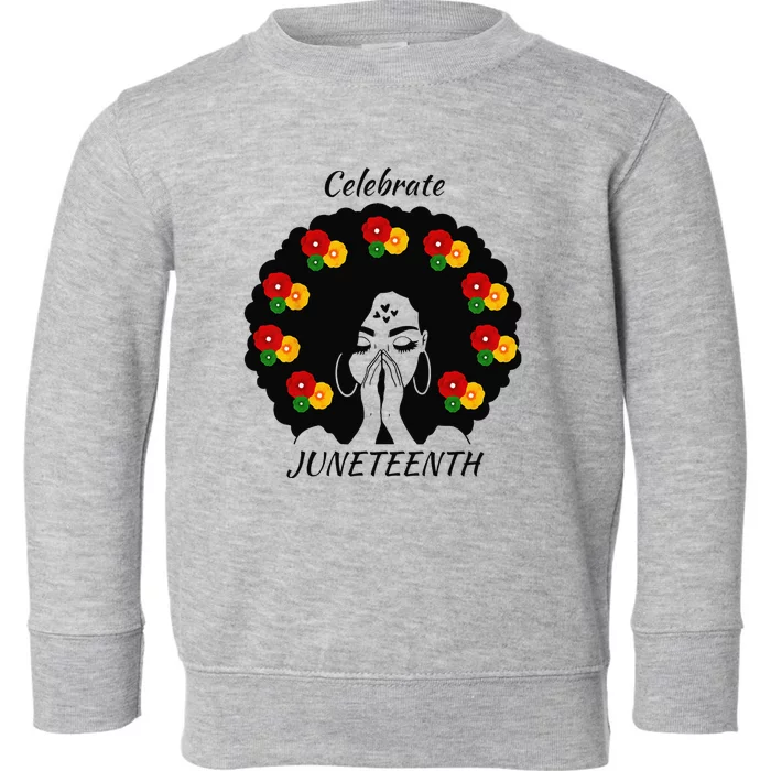 Funny Wo Black Queen Afro Melanin Dripping Juneteenth Toddler Sweatshirt