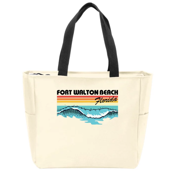 Fort Walton Beach Family Vacation Retro Waves Zip Tote Bag