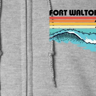 Fort Walton Beach Family Vacation Retro Waves Full Zip Hoodie