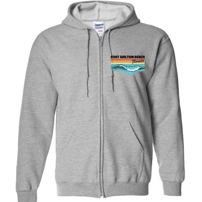 Fort Walton Beach Family Vacation Retro Waves Full Zip Hoodie