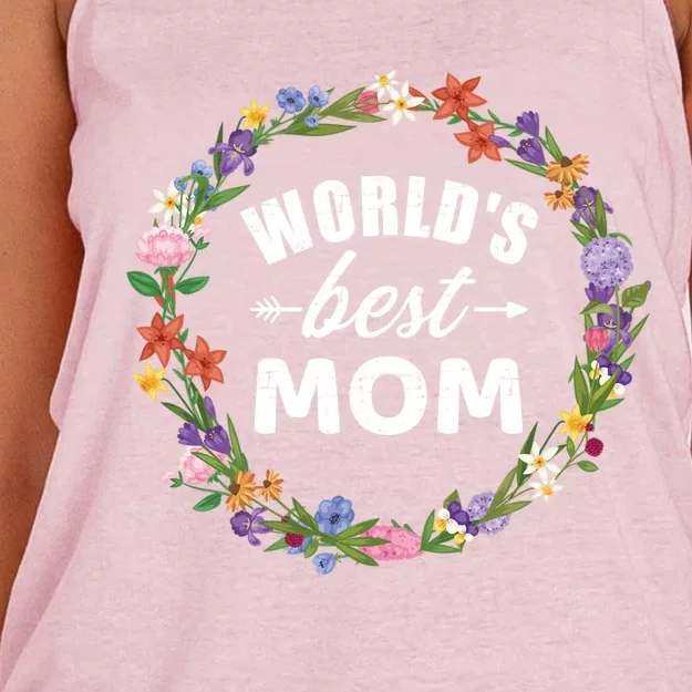 Funny WorldS Best Mom Gift For MotherS Day Women's Knotted Racerback Tank