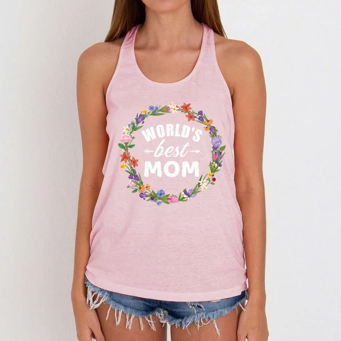 Funny WorldS Best Mom Gift For MotherS Day Women's Knotted Racerback Tank