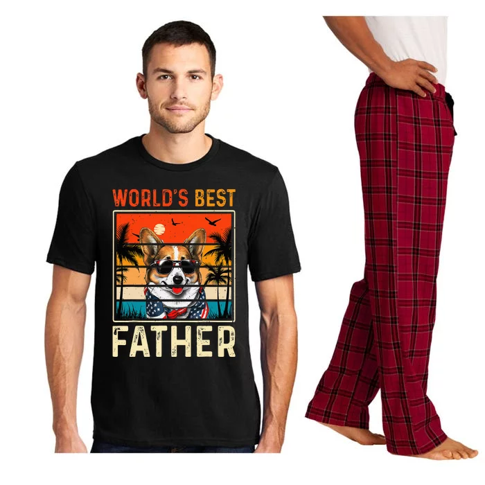 funny worlds best father retro fathers day dog dad Pajama Set