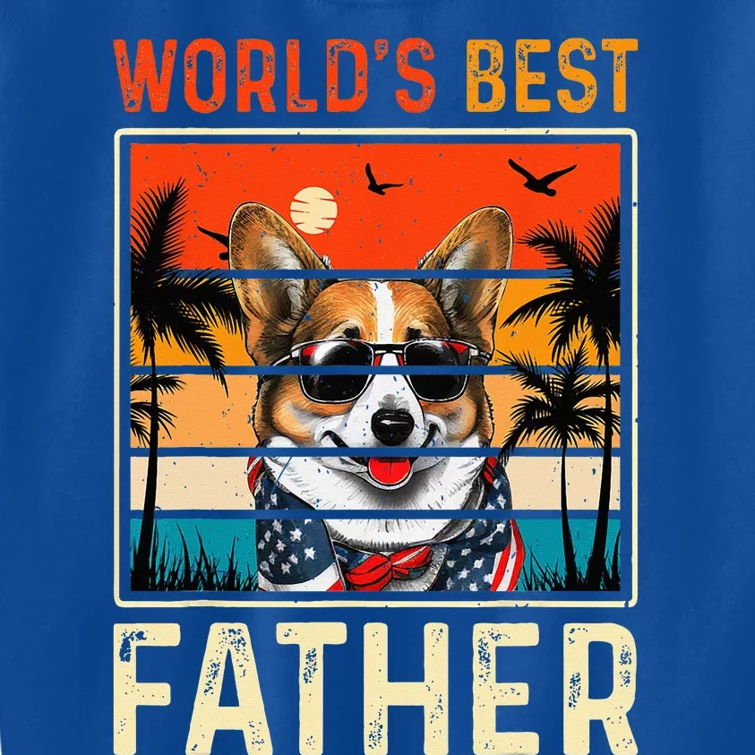 funny worlds best father retro fathers day dog dad Kids Sweatshirt