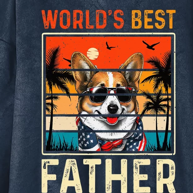 funny worlds best father retro fathers day dog dad Hooded Wearable Blanket