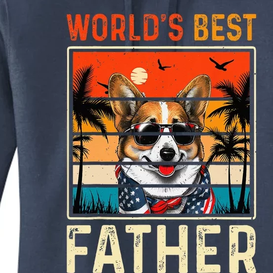 funny worlds best father retro fathers day dog dad Women's Pullover Hoodie