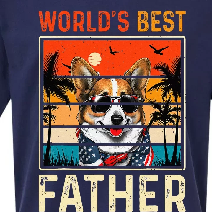 funny worlds best father retro fathers day dog dad Sueded Cloud Jersey T-Shirt