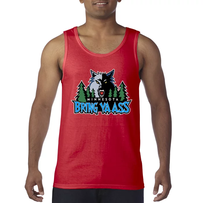 Funny Wolf Bring Ya Ass Minnesota Basketball Tank Top