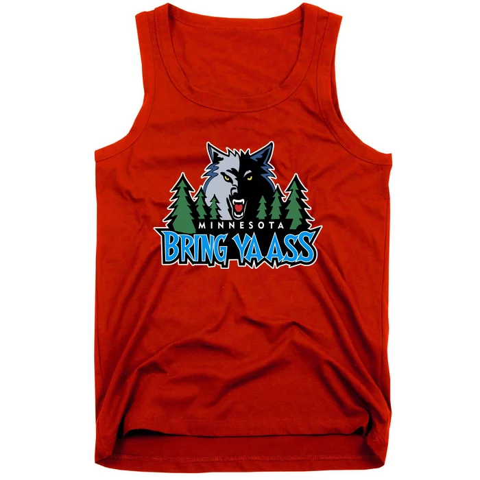 Funny Wolf Bring Ya Ass Minnesota Basketball Tank Top