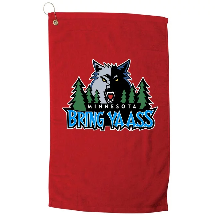 Funny Wolf Bring Ya Ass Minnesota Basketball Platinum Collection Golf Towel