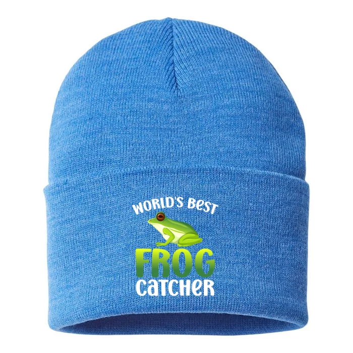 Funny World's Best Frog Catcher Boys Girls Frog Hunter Sustainable Knit Beanie