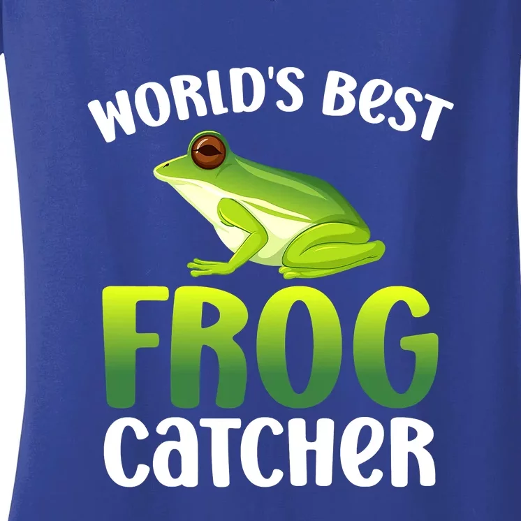 Funny World's Best Frog Catcher Boys Girls Frog Hunter Women's V-Neck T-Shirt