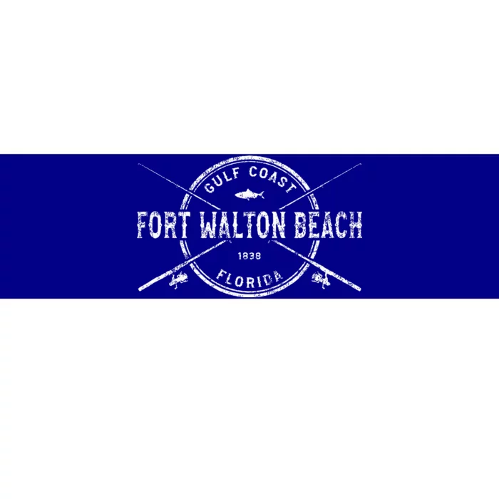 Fort Walton Beach Fl Vintage Crossed Fishing Rods Bumper Sticker