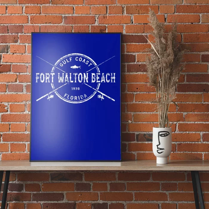 Fort Walton Beach Fl Vintage Crossed Fishing Rods Poster