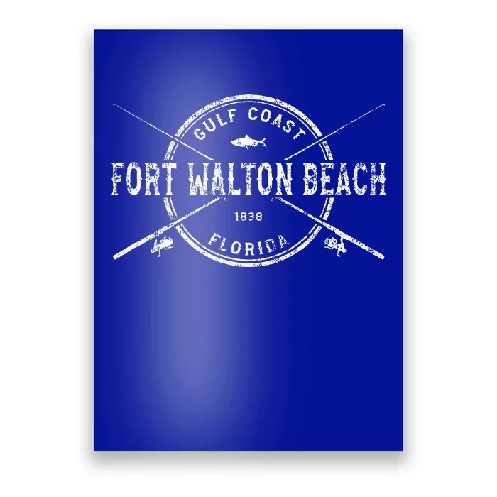 Fort Walton Beach Fl Vintage Crossed Fishing Rods Poster