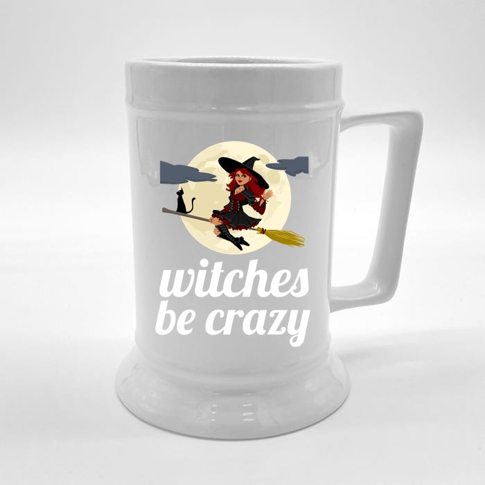 Funny Witches Be Crazy Pagan Wicca Cute Gift Front & Back Beer Stein