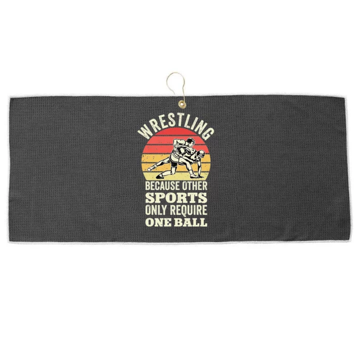 Funny Wrestling Because Other Sports Only Require One Ball Large Microfiber Waffle Golf Towel