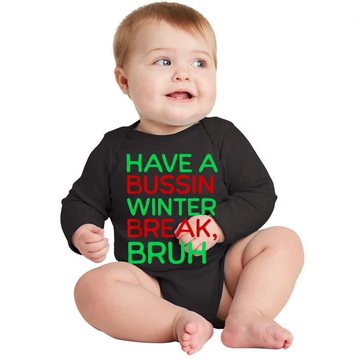 Funny Winter Break Christmas Teacher Last Days School Xmas Baby Long Sleeve Bodysuit