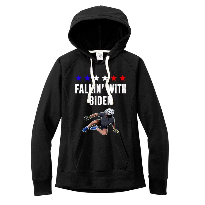 Fallin With Biden Funny Joe Biden Bike Fall Women's Fleece Hoodie