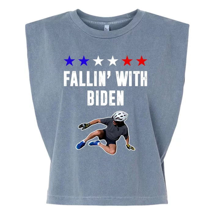 Fallin With Biden Funny Joe Biden Bike Fall Garment-Dyed Women's Muscle Tee