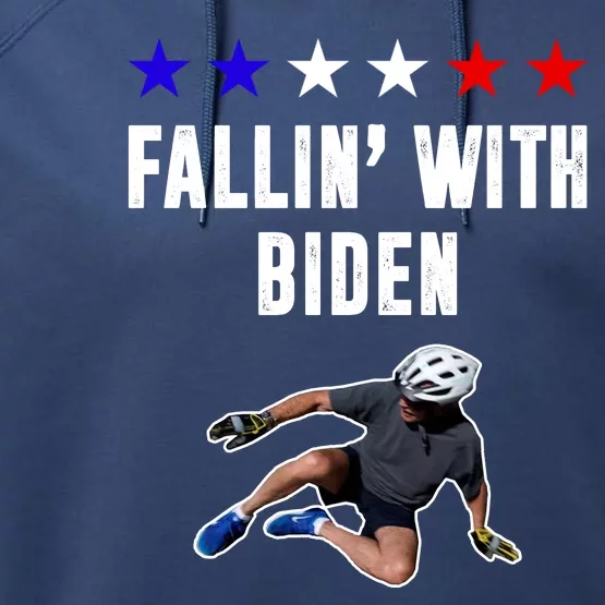 Fallin With Biden Funny Joe Biden Bike Fall Performance Fleece Hoodie