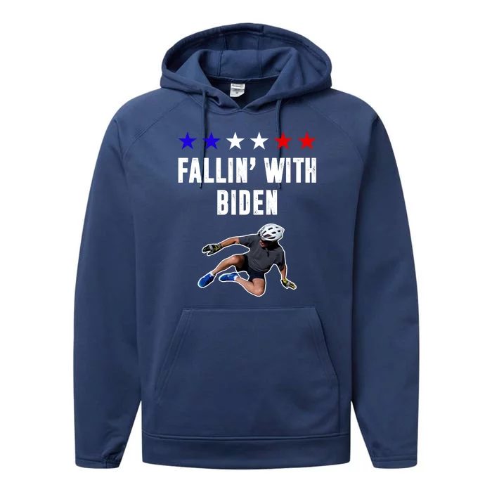 Fallin With Biden Funny Joe Biden Bike Fall Performance Fleece Hoodie