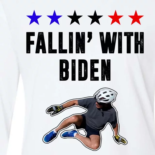 Fallin With Biden Funny Joe Biden Bike Fall Womens Cotton Relaxed Long Sleeve T-Shirt