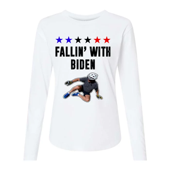 Fallin With Biden Funny Joe Biden Bike Fall Womens Cotton Relaxed Long Sleeve T-Shirt