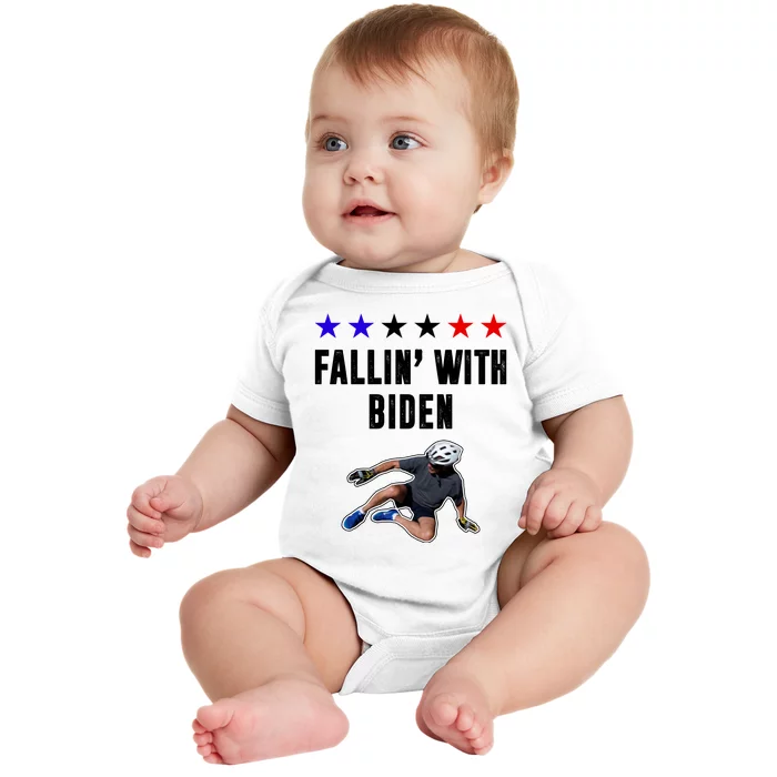 Fallin With Biden Funny Joe Biden Bike Fall Baby Bodysuit