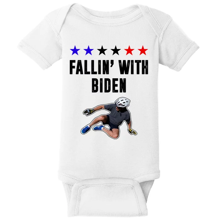 Fallin With Biden Funny Joe Biden Bike Fall Baby Bodysuit