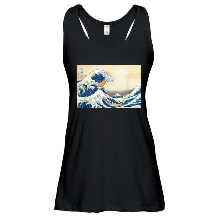 Funny Wave Capybara Surfing Rodent Ladies Essential Flowy Tank