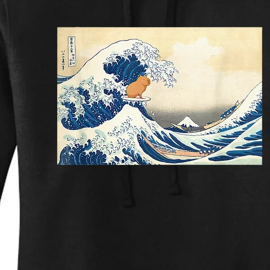 Funny Wave Capybara Surfing Rodent Women's Pullover Hoodie