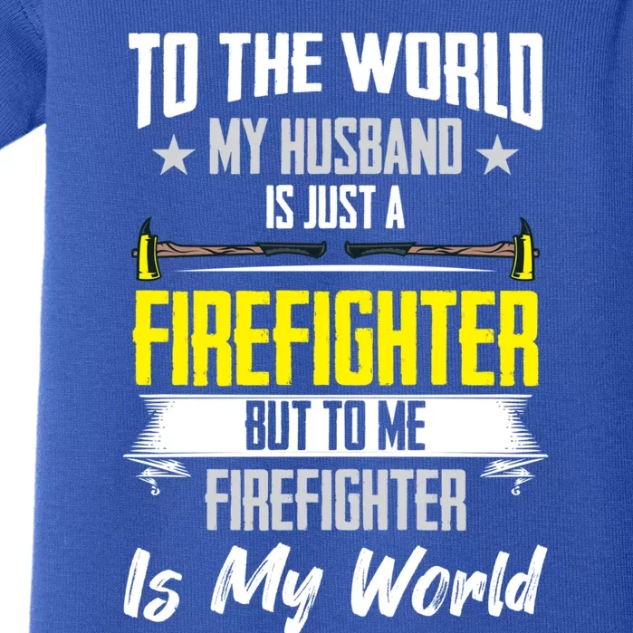 Firefighter Wife Courage Firefighter Husband My World Hero Cute Gift Baby Bodysuit