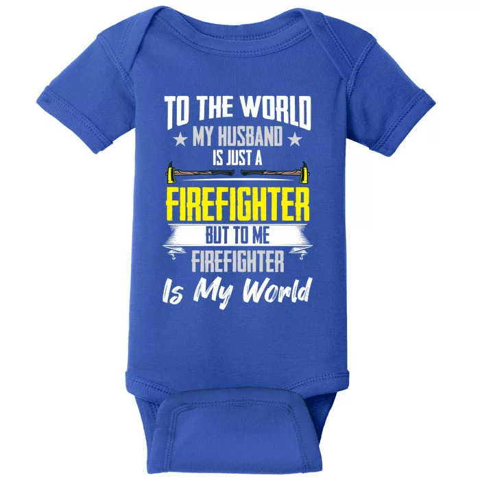 Firefighter Wife Courage Firefighter Husband My World Hero Cute Gift Baby Bodysuit